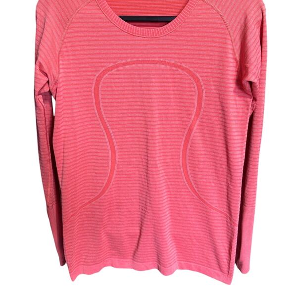 Lululemon Swiftly Tech Long Sleeve Crew Top Striped Heather Pink Size 10 - Picture 5 of 11